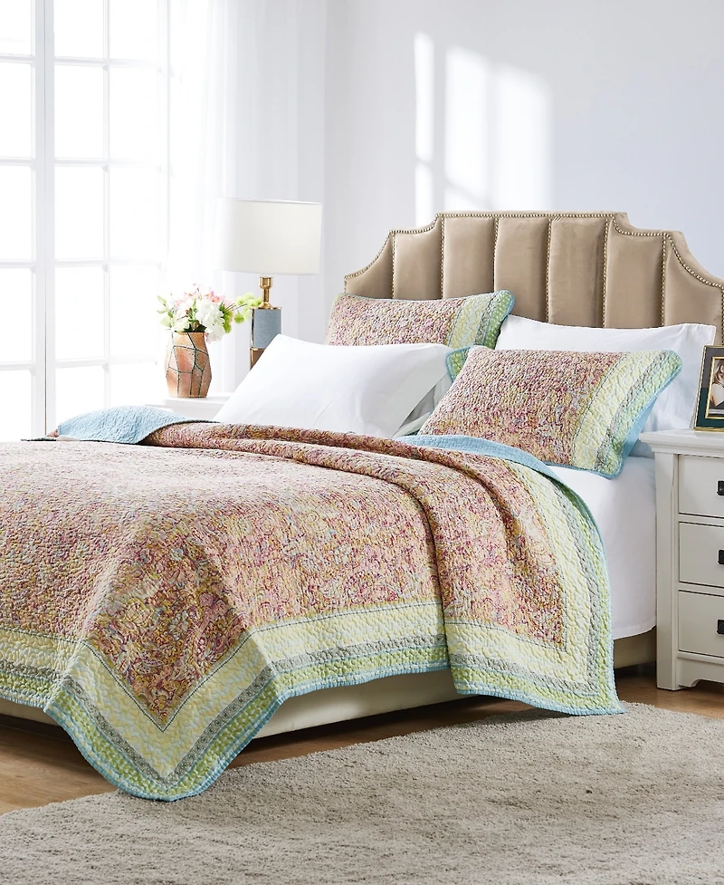 Greenland Home Fashions Palisades Pastel 3-Pc. Quilt Set, Full/Queen