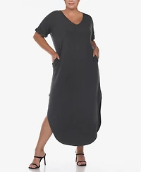 Plus Short Sleeve V-neck Maxi Dress