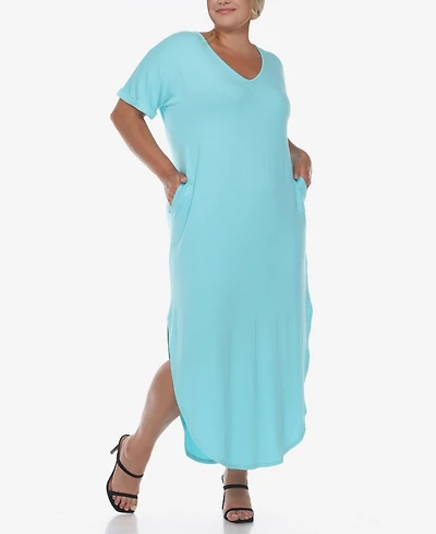Plus Short Sleeve V-neck Maxi Dress