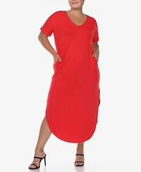 Plus Short Sleeve V-neck Maxi Dress