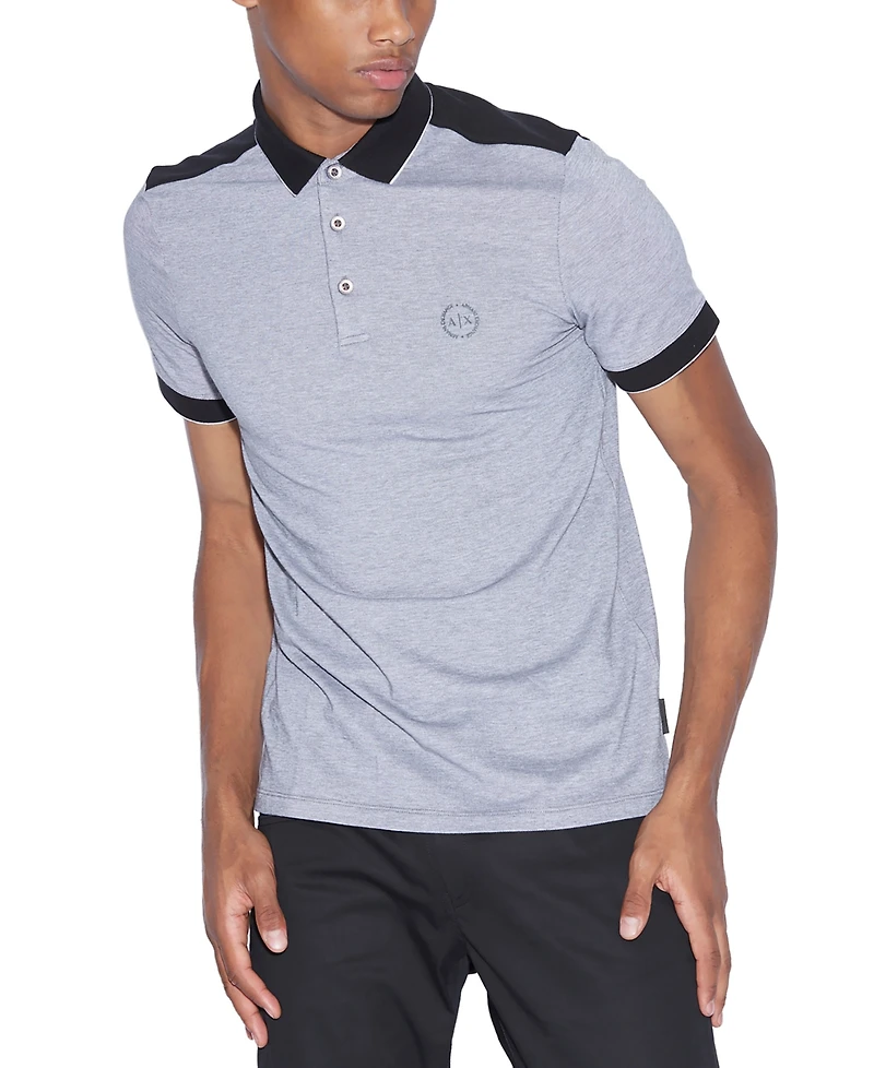 A|X Armani Exchange Men's Accent Small Circle Logo Polo Shirt