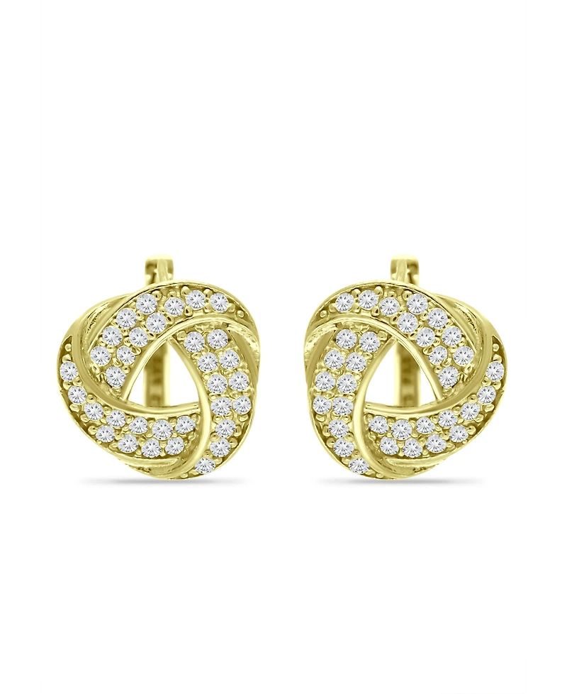 Giani Bernini Cubic Zirconia Love Knot Huggie Hoop Earrings, Sterling Silver or 18K Gold over