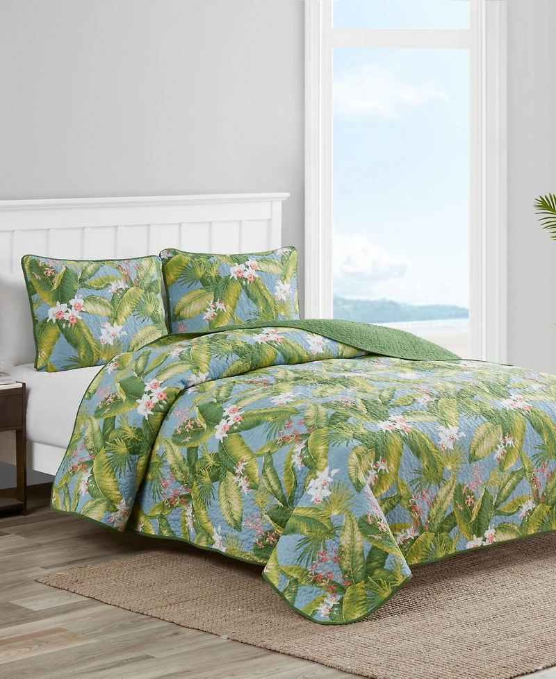 Tommy Bahama Home Aregada Dock Reversible 3 Piece Quilt Set, Full/Queen