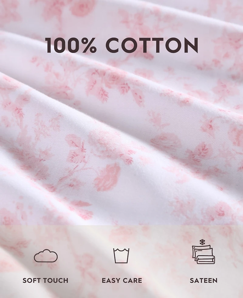 Closeout! Laura Ashley 300 Thread Count Cotton Sateen -Pc. Sheet Set