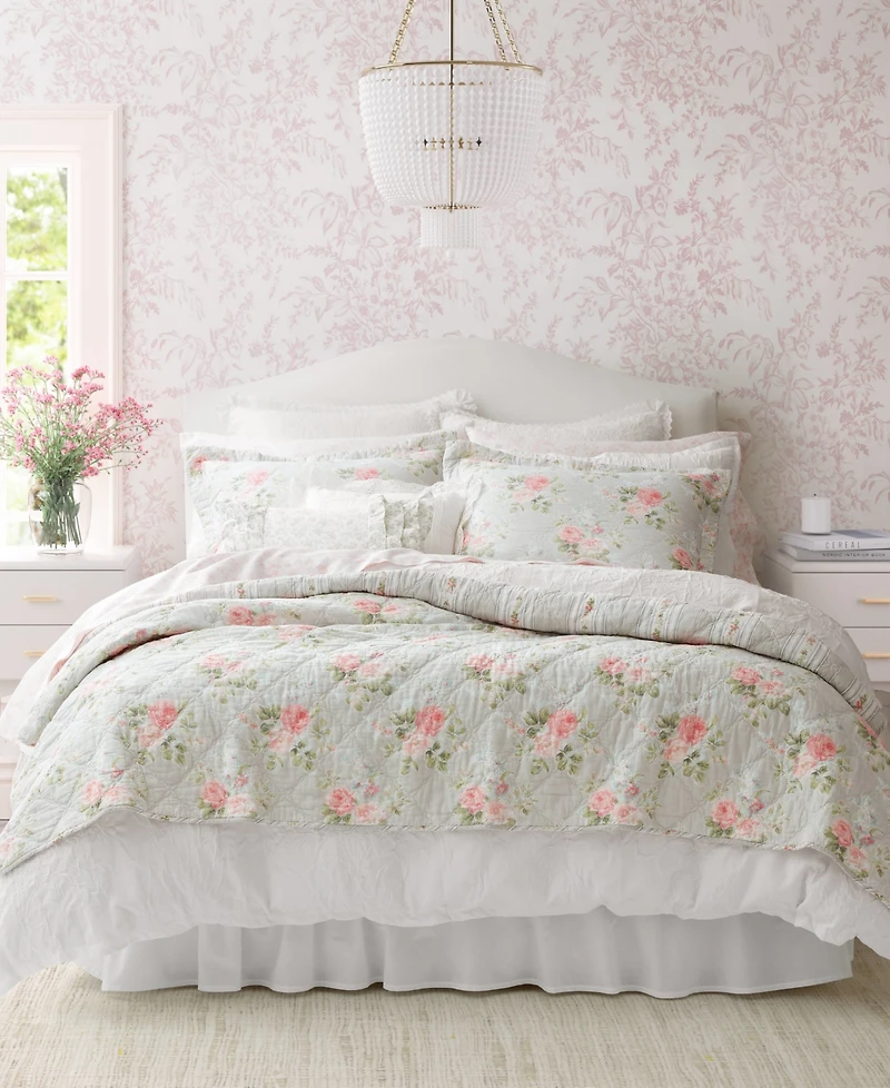 Laura Ashley Melany Cotton Reversible 3 Piece Quilt Set