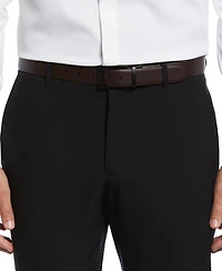 Perry Ellis Portfolio Men's Matte Black Reversible Buckle Leather Belt