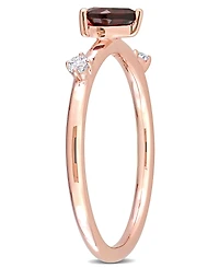 10K Rose Gold Garnet and White Topaz Heart Stackable Ring
