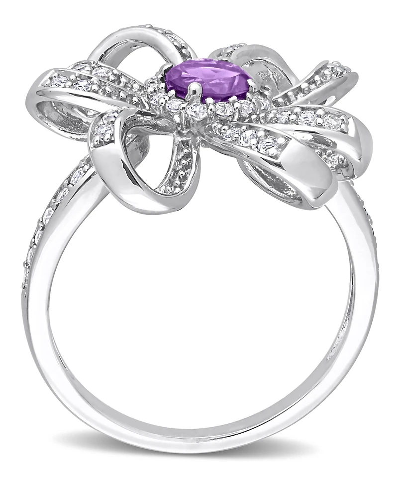 Citrine (2/5 ct. t.w.) and White Topaz (1/2 Flower Cocktail Ring 18k Gold Plated Sterling Silver