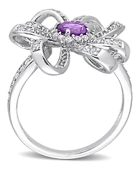 Citrine (2/5 ct. t.w.) and White Topaz (1/2 Flower Cocktail Ring 18k Gold Plated Sterling Silver