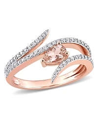 10K Rose Gold Morganite and Diamond Open Wrap Ring