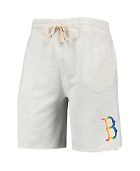 Men's Concepts Sport Oatmeal Boston Red Sox Mainstream Logo Terry Tri-Blend Shorts