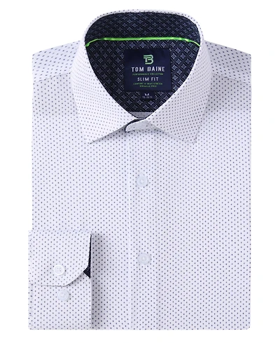 Men's Slim Fit Performance Long Sleeve Geometric Dress Shirt