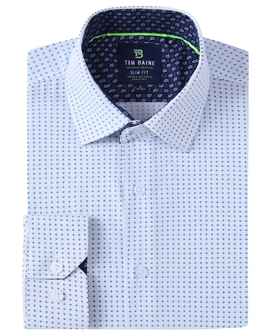 Men's Slim Fit Performance Long Sleeve Geometric Dress Shirt