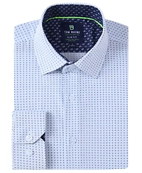 Men's Slim Fit Performance Long Sleeve Geometric Dress Shirt