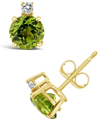 Peridot (1-7/8 ct. t.w.) and Diamond Accent Stud Earrings in 14K Yellow Gold
