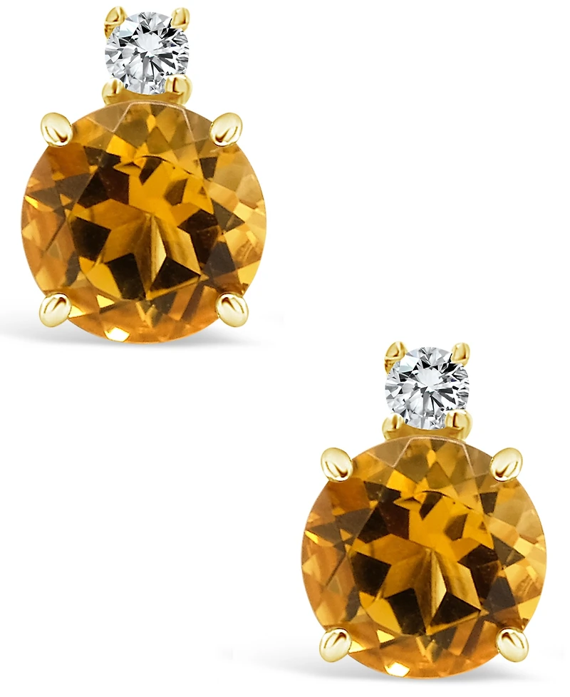 Citrine (1-1/2 ct. t.w.) and Diamond Accent Stud Earrings in 14K Yellow Gold
