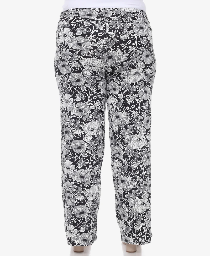 White Mark Plus Floral Paisley Palazzo Pants