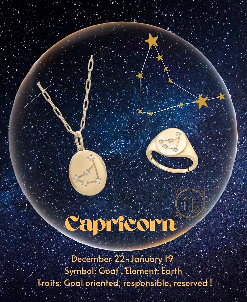 Wrapped Diamond Capricorn Constellation Ring (1/20 ct. t.w.) in 10k Gold, Created for Macy's