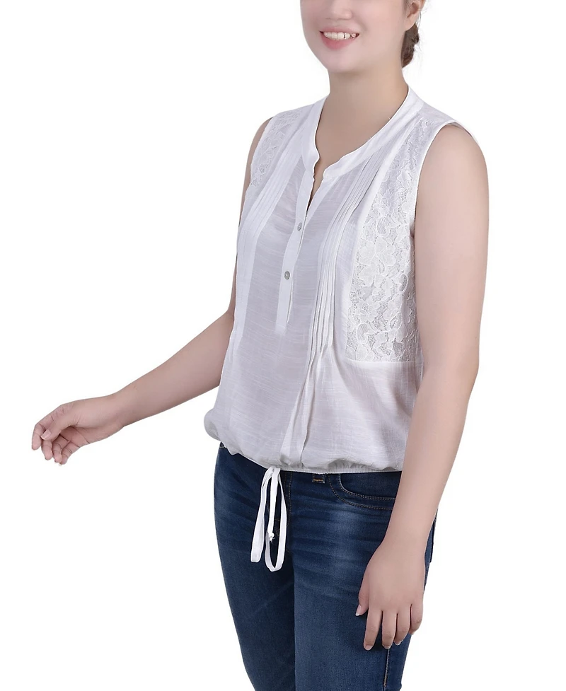 Ny Collection Petite Size Sleeveless Pintucked Blouse