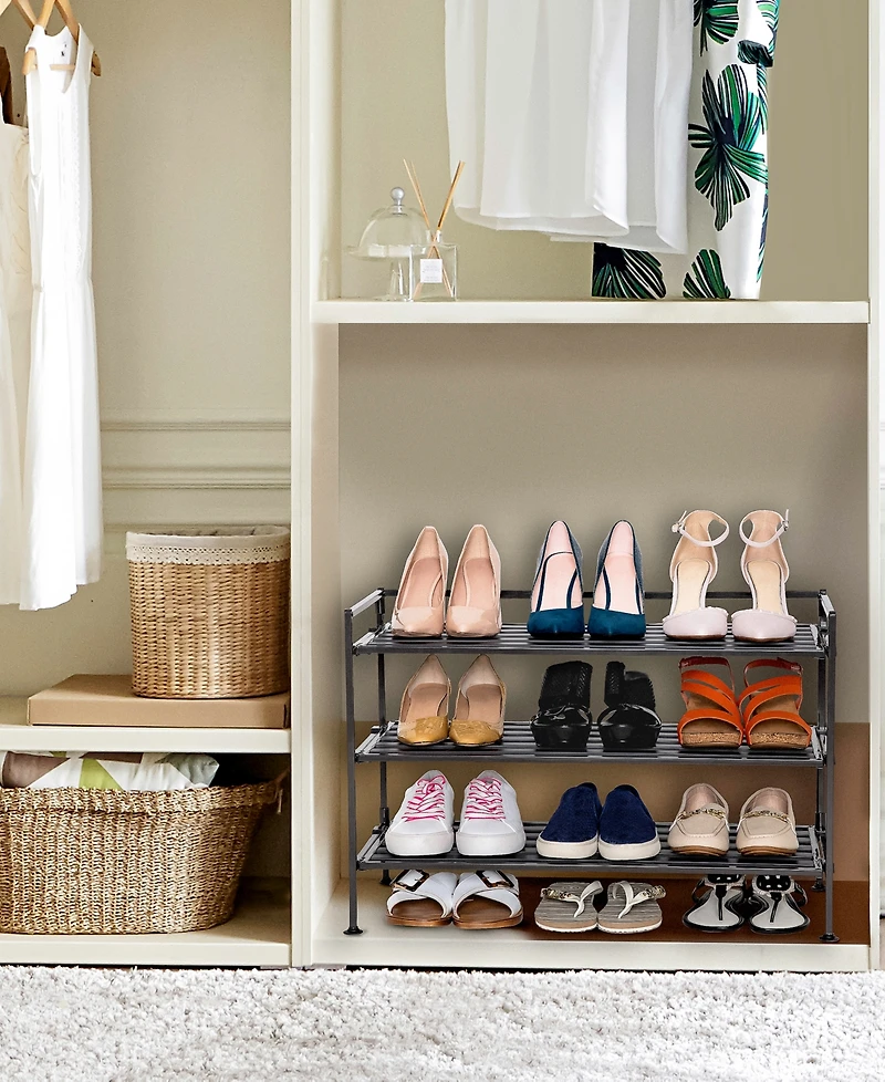 Seville Classics 3-Tier Resin Slatted Shoe Rack