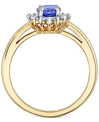 Tanzanite (1 ct. t.w.) & Diamond (1/5 ct. t.w.) Halo Ring in 10k Ring