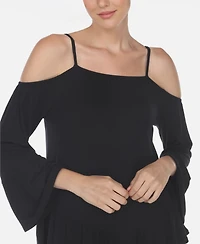 Women's Cold Shoulder Ruffle Sleeve Top