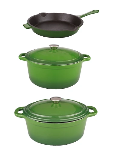 BergHOFF Neo 5pc Cast Iron Oval Dutch Oven Set with 10" Fry Pan