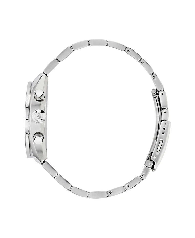 adidas Unisex Three Hand Edition One Chrono Silver-Tone Stainless Steel Bracelet Watch 40mm