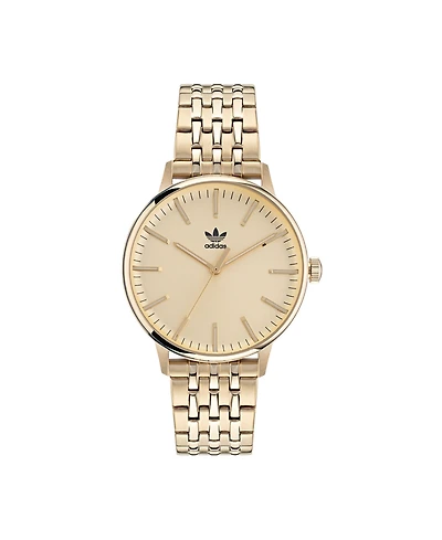 adidas Unisex Three Hand Code One Gold-Tone Stainless Steel Bracelet Watch 38mm
