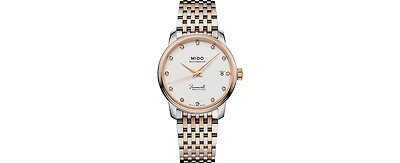 Mido Women's Swiss Automatic Baroncelli Iii Heritage Diamond (1/10 ct. t.w.) Two Tone Stainless Steel Bracelet Watch 33mm