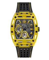 Guess Men's Yellow Black Silicone Strap Watch 44mm