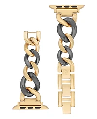 Anne Klein Women's Black and Gold-Tone Alloy Metal Chain Link Bracelet designed for Apple Watch 42mm (Series 1-3 only) & 44/45/46/49mm (Ultra & Ultra