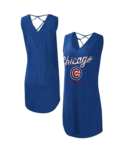 Women's G-iii 4Her by Carl Banks Royal Chicago Cubs Game Time Slub Beach V-Neck Cover-Up Dress