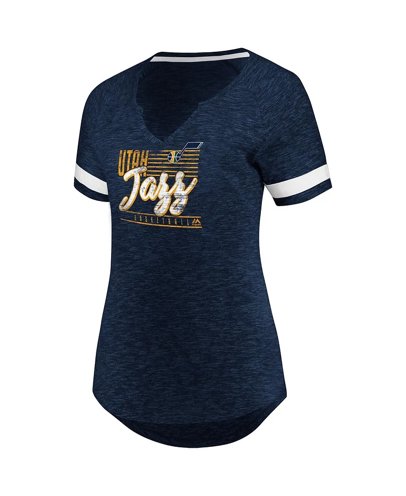 Women's Fanatics Navy and White Utah Jazz Showtime Winning with Pride Notch Neck T-shirt