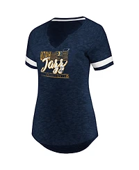 Women's Fanatics Navy and White Utah Jazz Showtime Winning with Pride Notch Neck T-shirt