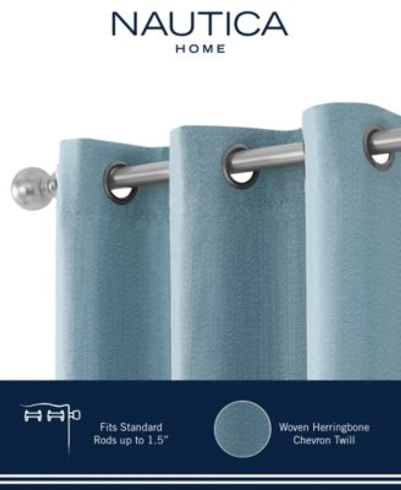 Nautica Milton Thermal Woven Room Darkening Grommet Window Curtain Panel Pair Dusty Collection
