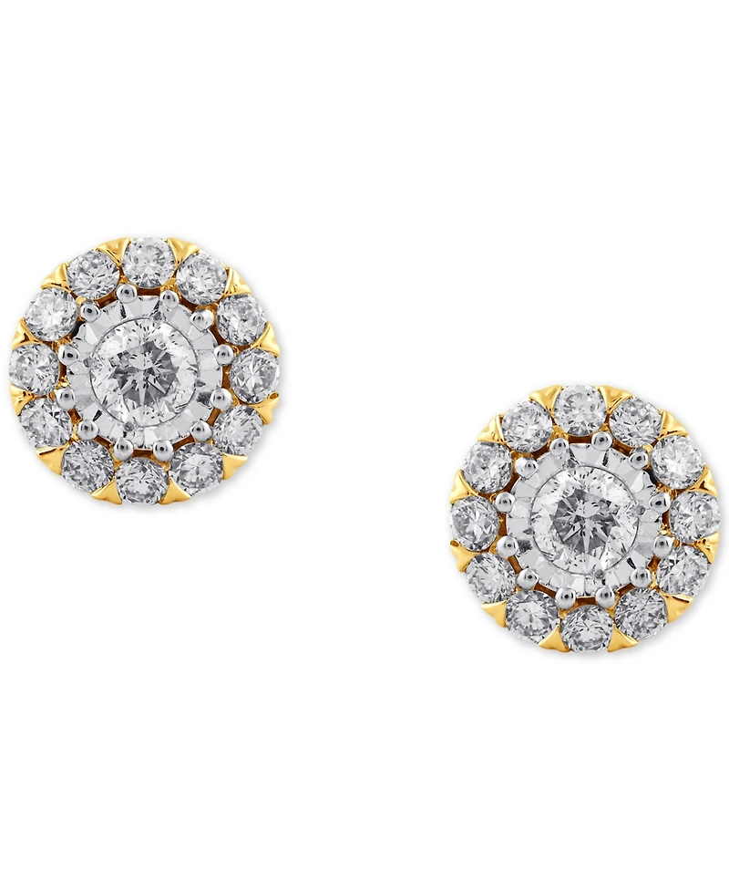 Diamond Halo Stud Earrings (1/2 ct. t.w.) in 10k Gold