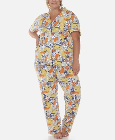 White Mark Plus 2 Piece Tropical Print Pajama Set