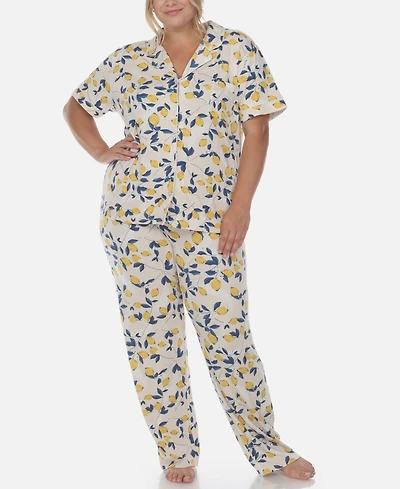 White Mark Plus 2 Piece Tropical Print Pajama Set