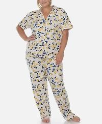 White Mark Plus 2 Piece Tropical Print Pajama Set