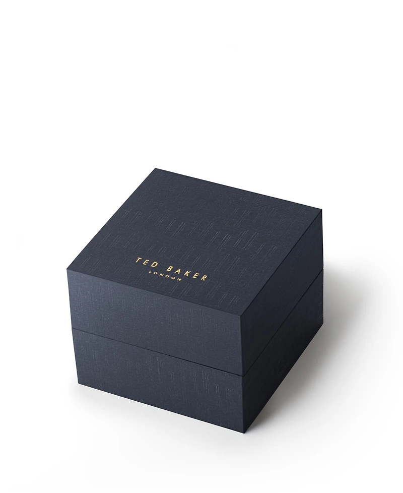 Ted Baker Women's Ammy Hearts Black Leather Strap Watch 34mm and Bracelet Gift Set, 2 Pieces