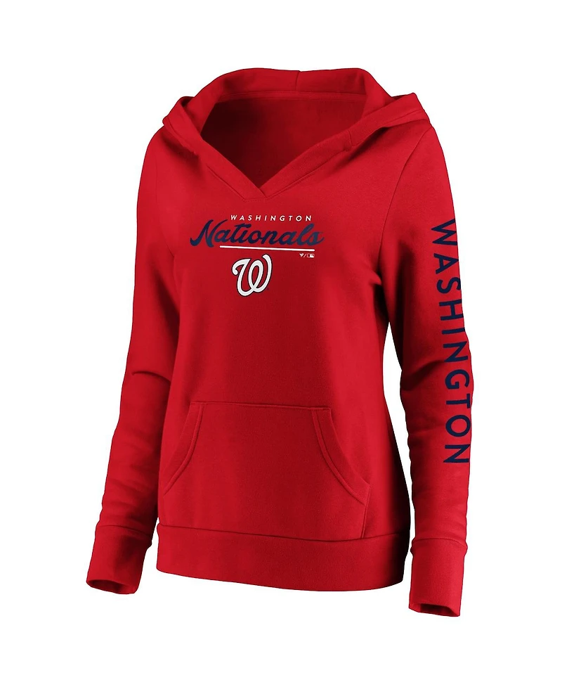 Women's Fanatics Red Washington Nationals Core High Class Crossover Pullover Hoodie