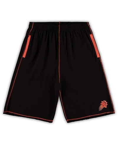 Men's Black, Orange Phoenix Suns Big and Tall Contrast Stitch Knit Shorts