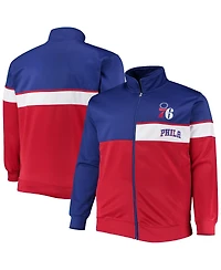 Men's Royal, Red Philadelphia 76ers Big and Tall Pieced Body Full-Zip Track Jacket