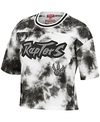 Women's Mitchell & Ness Black, White Toronto Raptors Hardwood Classics Tie-Dye Cropped T-shirt