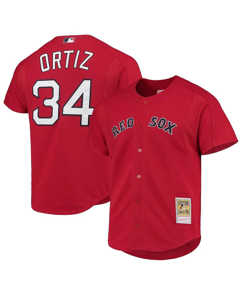Men's Mitchell & Ness David Ortiz Red Boston Sox Cooperstown Collection Mesh Batting Practice Jersey