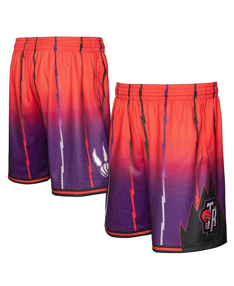 Men's Mitchell & Ness Red, Purple Toronto Raptors 1998/99 Hardwood Classics Fadeaway Reload 3.0 Swingman Shorts