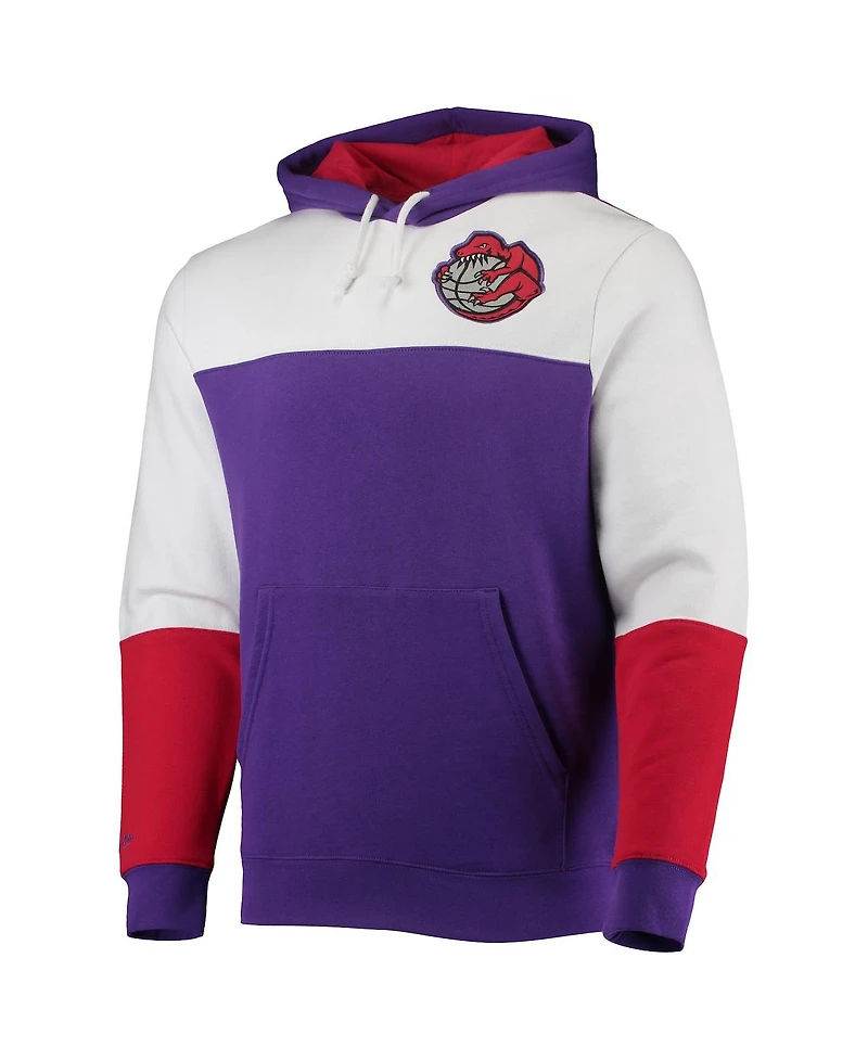 Men's Mitchell & Ness Purple Toronto Raptors Hardwood Classics Fusion 2.0 Colorblock Pullover Hoodie