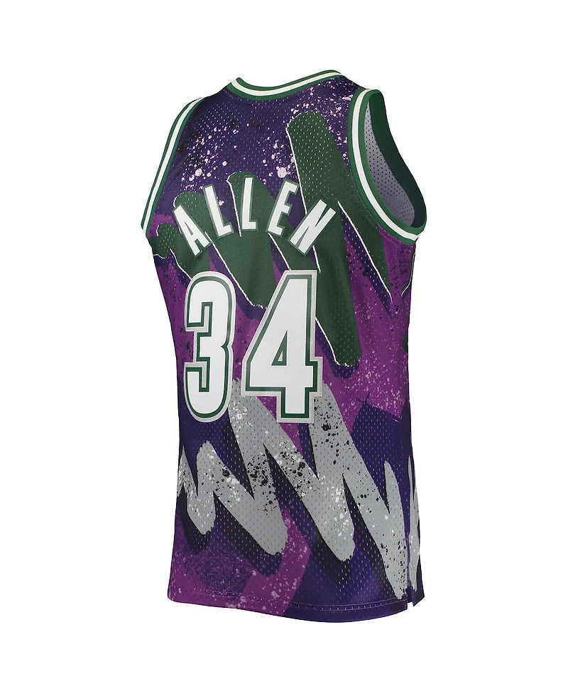 Men's Mitchell & Ness Ray Allen Purple Milwaukee Bucks Hardwood Classics 2000 Hyper Hoops Swingman Jersey