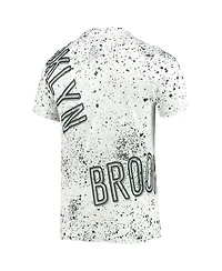 Men's White Brooklyn Nets Gold Foil Splatter Print T-shirt